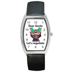 Cute Cat Glasses Christmas Tree Barrel Style Metal Watch by Sarkoni