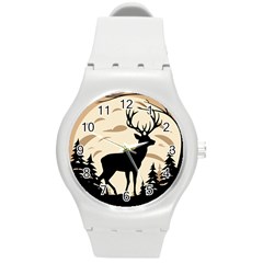 Deer Wildlife Round Plastic Sport Watch (m)