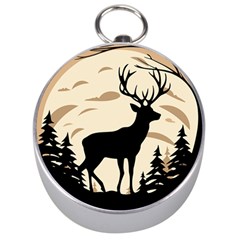 Deer Wildlife Silver Compasses