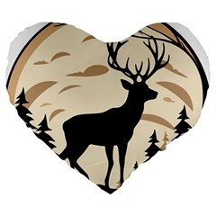 Deer Wildlife Large 19  Premium Flano Heart Shape Cushions