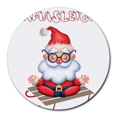 Santa Glasses Yoga Chill Vibe Round Mousepad