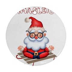 Santa Glasses Yoga Chill Vibe Round Ornament (Two Sides)