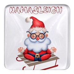 Santa Glasses Yoga Chill Vibe Square Glass Fridge Magnet (4 pack)