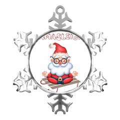 Santa Glasses Yoga Chill Vibe Metal Small Snowflake Ornament by Sarkoni
