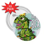 Dinosaur T-rex Dino Tyrannasaurus 2.25  Buttons (10 pack)  Front