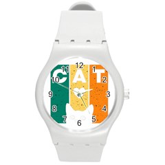 Cat Kitten Pet Animal Feline Cat Round Plastic Sport Watch (m)