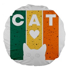 Cat Kitten Pet Animal Feline Cat Large 18  Premium Flano Round Cushions