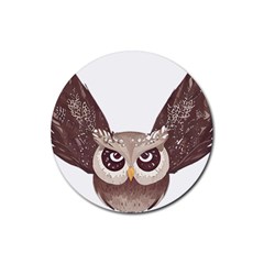 Owl Bird Feathers Rubber Coaster (round) by Sarkoni