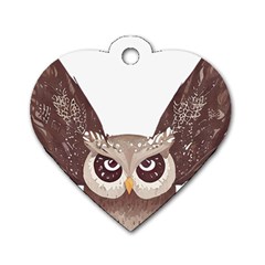 Owl Bird Feathers Dog Tag Heart (two Sides)