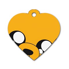 Adventure Time Cartoon Face Funny Happy Toon Dog Tag Heart (two Sides)