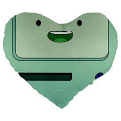Adventure Time Bmo Beemo Green Large 19  Premium Heart Shape Cushions by Bedest