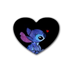 Stitch Love Cartoon Cute Space Rubber Heart Coaster (4 Pack)