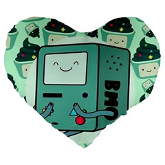 Adventure Time Bmo Large 19  Premium Heart Shape Cushions