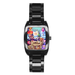 Cartoon Adventure Time Finn Princess Bubblegum Lumpy Space Stainless Steel Barrel Watch