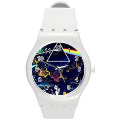 Trippy Kit Rick And Morty Galaxy Pink Floyd Round Plastic Sport Watch (m)