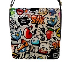 Comical Words Animals Comic Omics Crazy Graffiti Flap Closure Messenger Bag (l) by Bedest