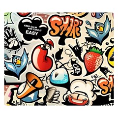 Comical Words Animals Comic Omics Crazy Graffiti Two Sides Premium Plush Fleece Blanket (small) by Bedest