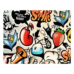 Comical Words Animals Comic Omics Crazy Graffiti Two Sides Premium Plush Fleece Blanket (large) by Bedest