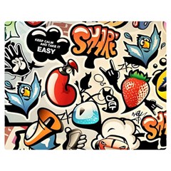 Comical Words Animals Comic Omics Crazy Graffiti Premium Plush Fleece Blanket (medium)