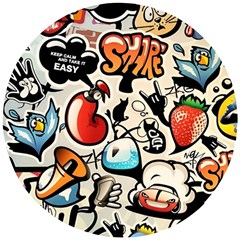 Art Book Gang Crazy Graffiti Supreme Work Wooden Puzzle Round by Bedest