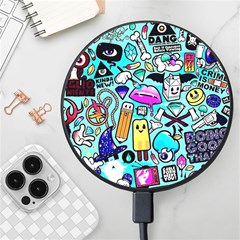 Graffiti Pop Art Crazy Retro Wireless Fast Charger(black) by Bedest