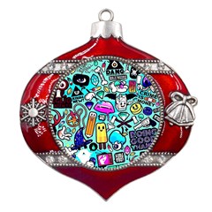 Graffiti Pop Art Crazy Retro Metal Snowflake And Bell Red Ornament by Bedest