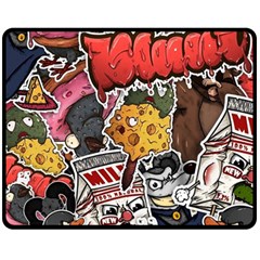 Stickerbomb Crazy Graffiti Graphite Monster Two Sides Fleece Blanket (Medium)