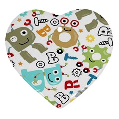 Seamless Pattern Vector With Funny Robots Cartoon Ornament (heart)