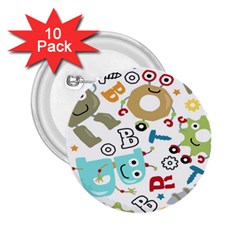 Seamless Pattern Vector With Funny Robots Cartoon 2 25  Buttons (10 Pack) 