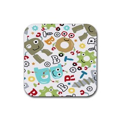 Seamless Pattern Vector With Funny Robots Cartoon Rubber Coaster (square)