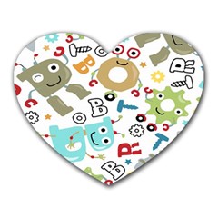 Seamless Pattern Vector With Funny Robots Cartoon Heart Mousepad