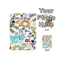 Seamless Pattern Vector With Funny Robots Cartoon Playing Cards 54 Designs (mini) by Hannah976