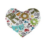 Seamless Pattern Vector With Funny Robots Cartoon Standard 16  Premium Flano Heart Shape Cushions Back