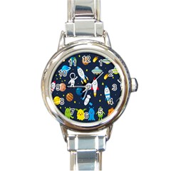 Big Set Cute Astronauts Space Planets Stars Aliens Rockets Ufo Constellations Satellite Moon Rover V Round Italian Charm Watch