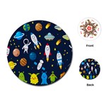 Big Set Cute Astronauts Space Planets Stars Aliens Rockets Ufo Constellations Satellite Moon Rover V Playing Cards Single Design (Round) Front