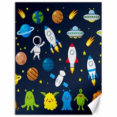 Big Set Cute Astronauts Space Planets Stars Aliens Rockets Ufo Constellations Satellite Moon Rover V Canvas 18  X 24  by Hannah976