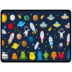 Big Set Cute Astronauts Space Planets Stars Aliens Rockets Ufo Constellations Satellite Moon Rover V Fleece Blanket (large) by Hannah976