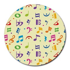 Seamless Pattern Musical Note Doodle Symbol Round Mousepad