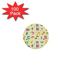 Seamless Pattern Musical Note Doodle Symbol 1  Mini Buttons (100 Pack) 