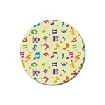 Seamless Pattern Musical Note Doodle Symbol Rubber Coaster (Round) Front