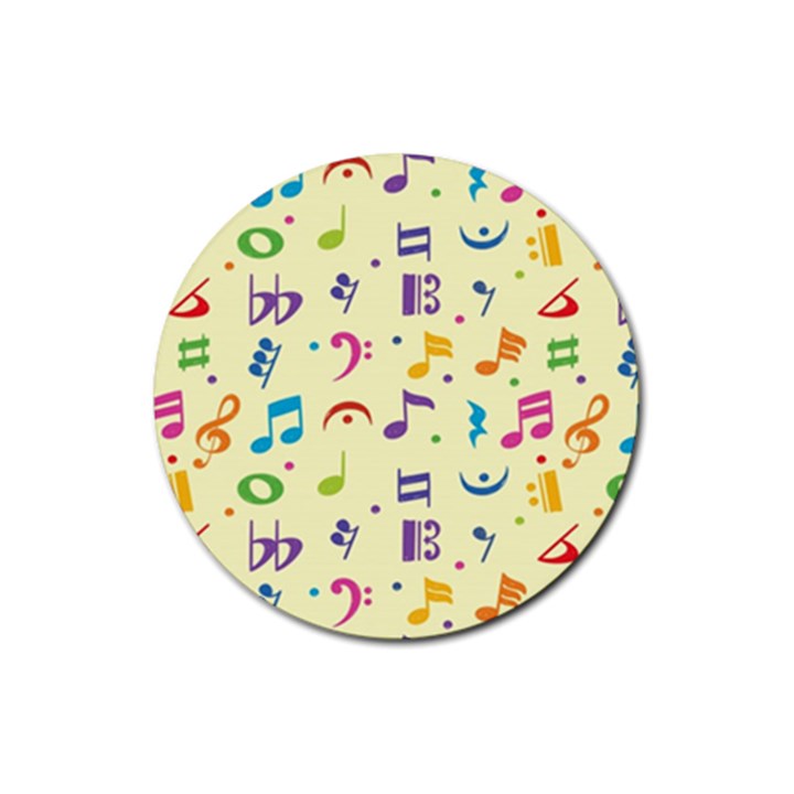 Seamless Pattern Musical Note Doodle Symbol Rubber Coaster (Round)