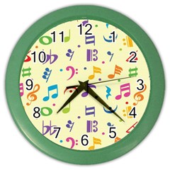 Seamless Pattern Musical Note Doodle Symbol Color Wall Clock