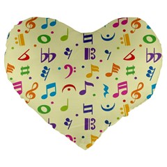 Seamless Pattern Musical Note Doodle Symbol Large 19  Premium Heart Shape Cushions by Hannah976