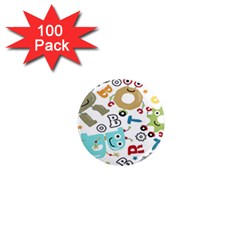 Seamless Pattern Vector With Funny Robots Cartoon 1  Mini Magnets (100 Pack) 