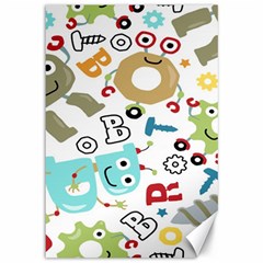 Seamless Pattern Vector With Funny Robots Cartoon Canvas 12  X 18 