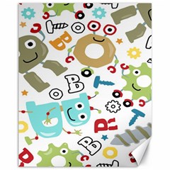 Seamless Pattern Vector With Funny Robots Cartoon Canvas 11  X 14 