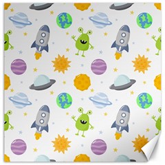 Seamless Pattern Cartoon Space Planets Isolated White Background Canvas 12  X 12 