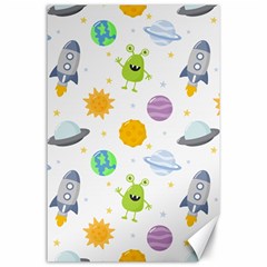 Seamless Pattern Cartoon Space Planets Isolated White Background Canvas 24  X 36 