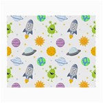 Seamless Pattern Cartoon Space Planets Isolated White Background Small Glasses Cloth (2 Sides) Front