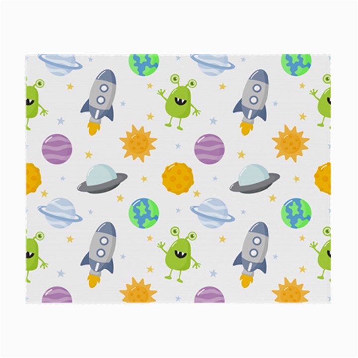 Seamless Pattern Cartoon Space Planets Isolated White Background Small Glasses Cloth (2 Sides)